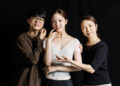 From right, Saori Hara, Yeom Da-yeon and Yeom Ji-hoon pose for the camera at the Ballet West ballet academy in Jongno District, central Seoul. [JOONGANG SUNDAY]