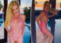 Britney spears slaps butt, dances in hot pink mini dress