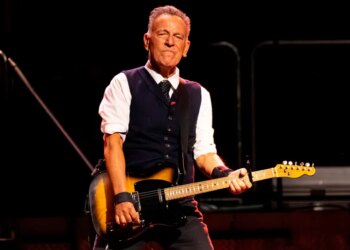 Springsteen during his tour stop in Chicago at the United Center.