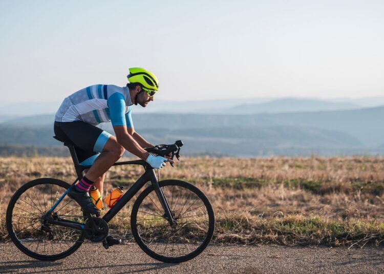a person cycling outside