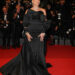 Sharon Stone on the red carpet in a black dress at the Diamond screening on May 19.