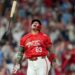 St. Louis Cardinals' Yohel Pozo celebrating after hitting a walk-off single in a baseball game.