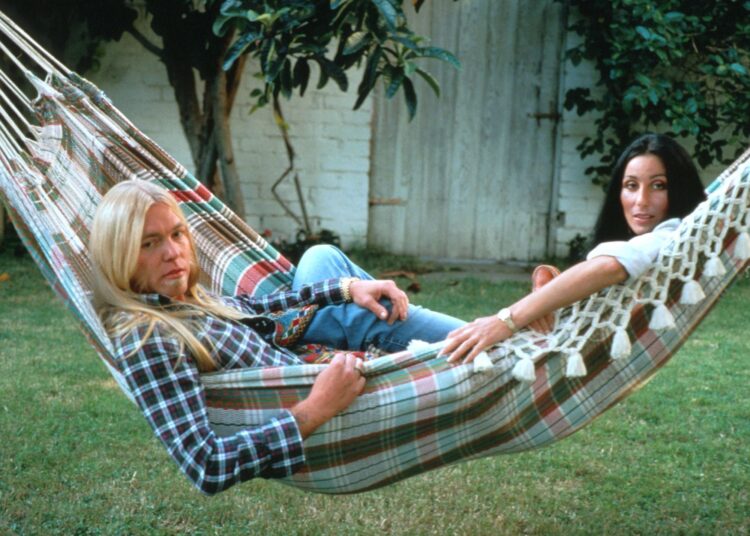 cher and gregg allman in their hammock 1977
