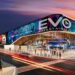 Rendering of EVO Entertainment cinema complex planned for downtown Clearwater with large LED facade and glass entrance