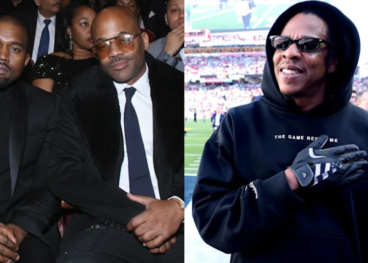 (L-R) Kanye West, Dame Dash and Jay-Z.