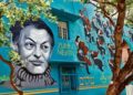 Created using acrylic-based emulsions, the mural depicts the conductor and his orchestra as a unified ensemble (Photo: Shantanu Bhattacharya/HT)