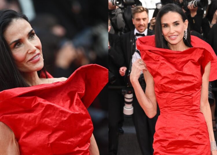Demi Moore Sees Red in Gucci on the Cannes Film Festival Red Carpet