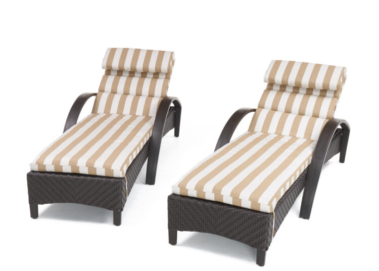 Kechia 81" Long Reclining Chaise Lounge Set Sunbrella Cushions