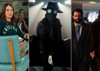 "Spider-Noir" (center) and new seasons of "The Four Seasons" (left) and "Deli Boys" (right) are just a few buzzy releases hitting streaming this month. <span class="copyright">Netflix/ Prime Video/ Hulu</span>