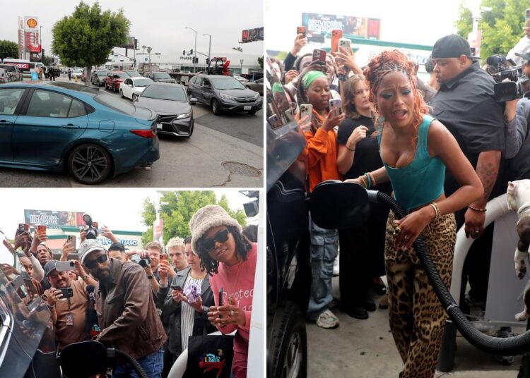 Hollywood stars' free gas stunt sparks pandemonium at LA station