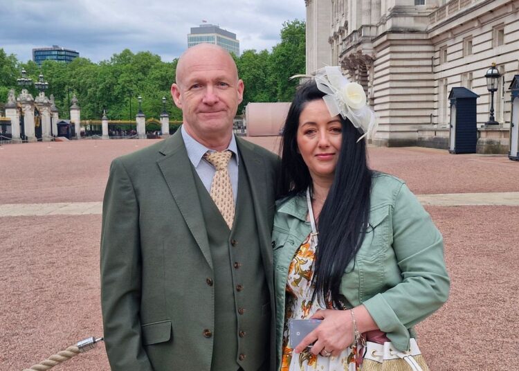 Andreea Salvage and her husband Richard Salvage at the Royal Garden Party