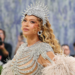 Beyoncé at this year’s Met Gala, dressed in a full skeletal silver dress.