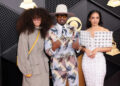 Jamie Foxx, center, and his daughters Anelise Foxx, left, and Corinne Foxx attend the 68th annual Grammy Awards at the Crypto.com Arena in Los Angeles on Feb. 1, 2026.