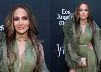 Jennifer Lopez Styles Bronx Banco Dress at Latino Film Festival