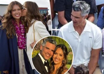 Jessica Alba, Cash Warren keep their distance at daughter's graduation