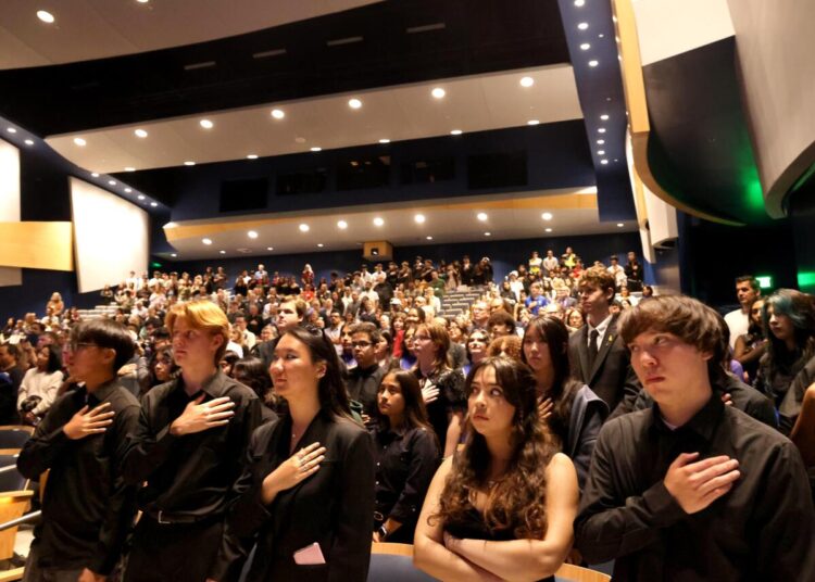 A crowd in a theater.
