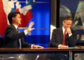 Colbert and Stewart on 'The Daily Show' in 2004Credit: Comedy Central