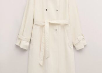 Funnel-neck trench coat