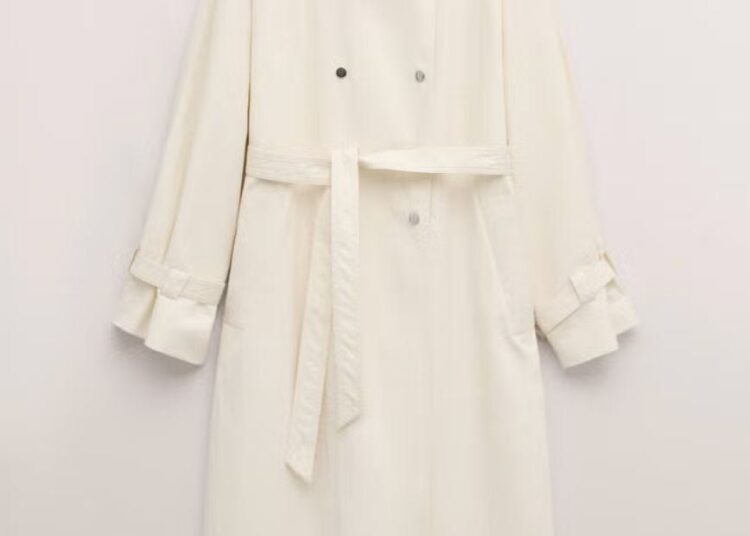 Funnel-neck trench coat