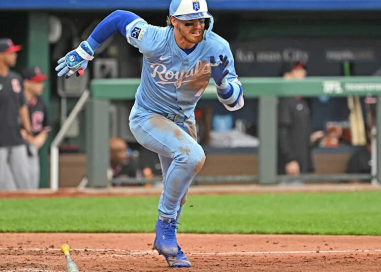 Kansas City Royals shortstop <a class="link " href="https://sports.yahoo.com/mlb/players/11771/" data-i13n="sec:content-canvas;subsec:anchor_text;elm:context_link" data-ylk="slk:Bobby Witt Jr.;sec:content-canvas;subsec:anchor_text;elm:context_link;itc:0" data-yga="{"yLinkElement":"context_link","yModuleName":"content-canvas","yLinkText":"Bobby Witt Jr.","ySubModuleName":"anchor_text","yHasCommerce":false}">Bobby Witt Jr.</a> (7) Peter Aiken-Imagn Images