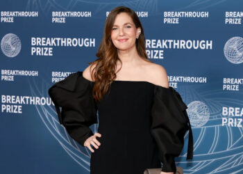 Drew Barrymore attends the 11th Breakthrough Prize Ceremony at Barker Hangar on April 05, 2025 in Santa Monica, California.