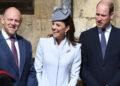 Mike Tindall, Kate Middleton and Prince William attend the Easter Mattins Service in 2019. By: James Whatling/MEGA