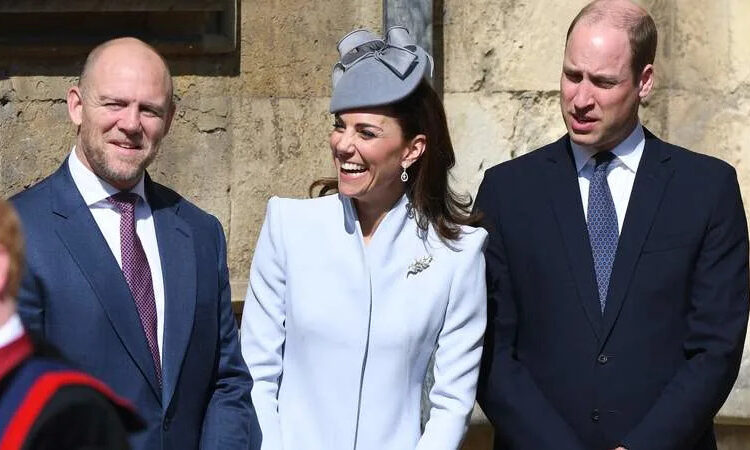 Mike Tindall, Kate Middleton and Prince William attend the Easter Mattins Service in 2019. By: James Whatling/MEGA