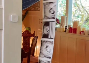 The montage ended with Ireland holding a strip of sonogram images