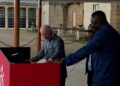 King Charles and Idris Elba share the DJ stage at royal garden party