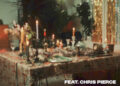 Lucy Woodward Always cover artwork. A blurry image of a table with candles, wine glasses and other objects.