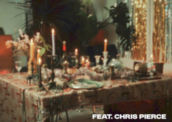 Lucy Woodward Always cover artwork. A blurry image of a table with candles, wine glasses and other objects.