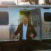 Spencer Pratt emerging from a trailer in an ad campaign. / Spencer Pratt For Mayor
