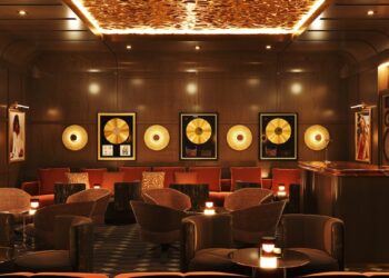 Render of a vinyl listening room in Miami.