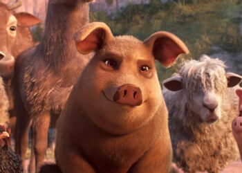 An animated group of farm animals from "Animal Farm."