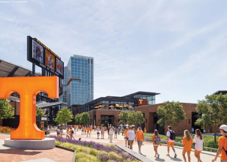Neyland Entertainment District cost, parking revenue for Tennessee