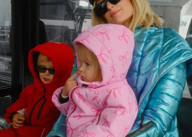 Photos shared by Paris Hilton April 2026 featuring her kids London and Marilyn on vacation in Big Sky, Montana