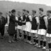 King George VI greets Aston Villa's players ahead of their game against Bolton Wanderers at Villa Park in 1924