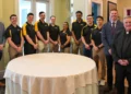ROTC Students Gather With Father Marina, Former U.S. Sen. Casey