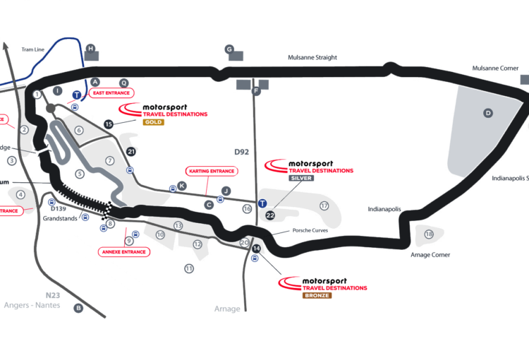 Le Mans 24h map with Motorsport Travel Destinations sites