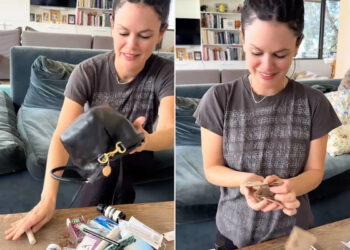 Rachel Bilson Dumps Out the Absurd Contents of Her Handbag for Hilariously Relatable Video. Yes, She Carries a 'Squishy Duck'