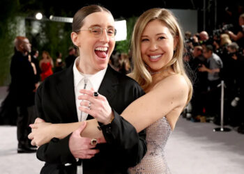 Robby Hoffman and Gabby Windey attend the 2026 Vanity Fair Oscar Party Hosted By Mark Guiducci at Los Angeles County Museum of Art on March 15, 2026 in Los Angeles, California.