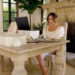 The Montecito home's office features heavy dark wood and stonework, which was popular in the early aughts.The Royal Family Channel/YouTube
