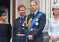 Meghan Markle, Prince Harry, Prince William and Kate Middleton attend the RAF100 flypast in 2018. By: James Whatling/MEGA