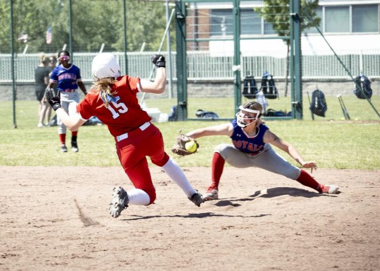 Addison Brown slides into second.