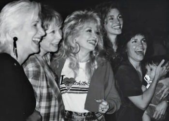 Sally Field shares a personal photo from the wrap party of 'Steel Magnolias' in which she's holding six-month-old Sam alongside Olympia Dukakis, Shirley MacLaine, Dolly Parton and Julia RobertsCredit: Courtesy Sally Field