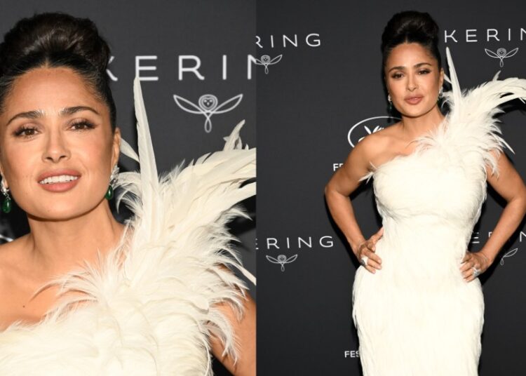 Salma Hayek Goes Custom in Gucci for Kering Women in Motion Dinner