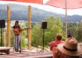 Bran Sanders kicks off Vinestock, a music festival showcasing local singers/songwriters at Salmon Arm&rsquo;s Marionette Winery in July 2024.