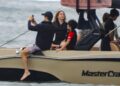 

Shakira enjoys an afternoon oif wakeboarding with her sons and some of their friends.