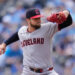 May 7, 2026; Kansas City, Missouri, USA; Cleveland Guardians pitcher Slade Cecconi (44) pitches during the first inning against the Kansas City Royals at Kauffman Stadium. Mandatory Credit: Jay Biggerstaff-Imagn Images