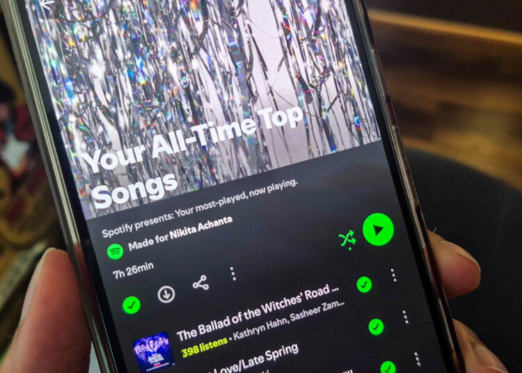 Spotify Your All-Time Top Songs playlist on a Google Pixel 10 Pro XL